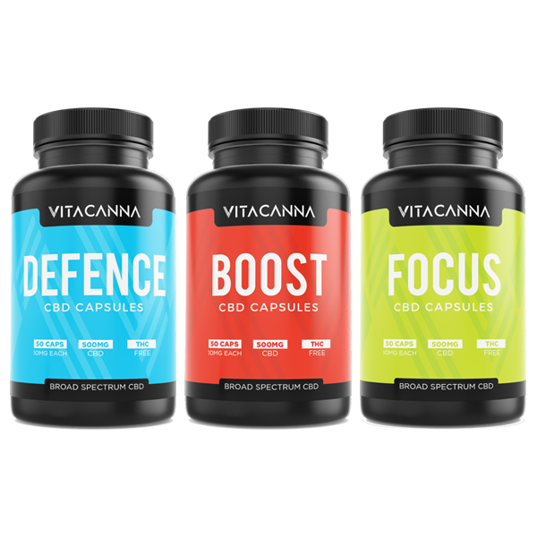 Vitacanna 500mg Broad Spectrum CBD Vegan Capsules - 50 Caps - Flavour: Repair