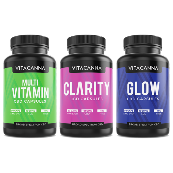 Vitacanna 1000mg Broad Spectrum CBD Vegan Capsules - 50 Caps - Flavour: Clarity