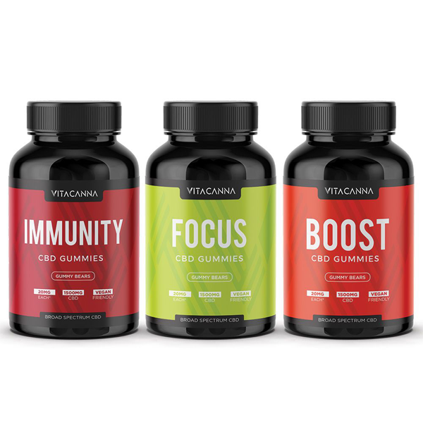 Vitacanna Broad Spectrum 1500mg CBD Vegan Gummy Bears - Flavour: Relax