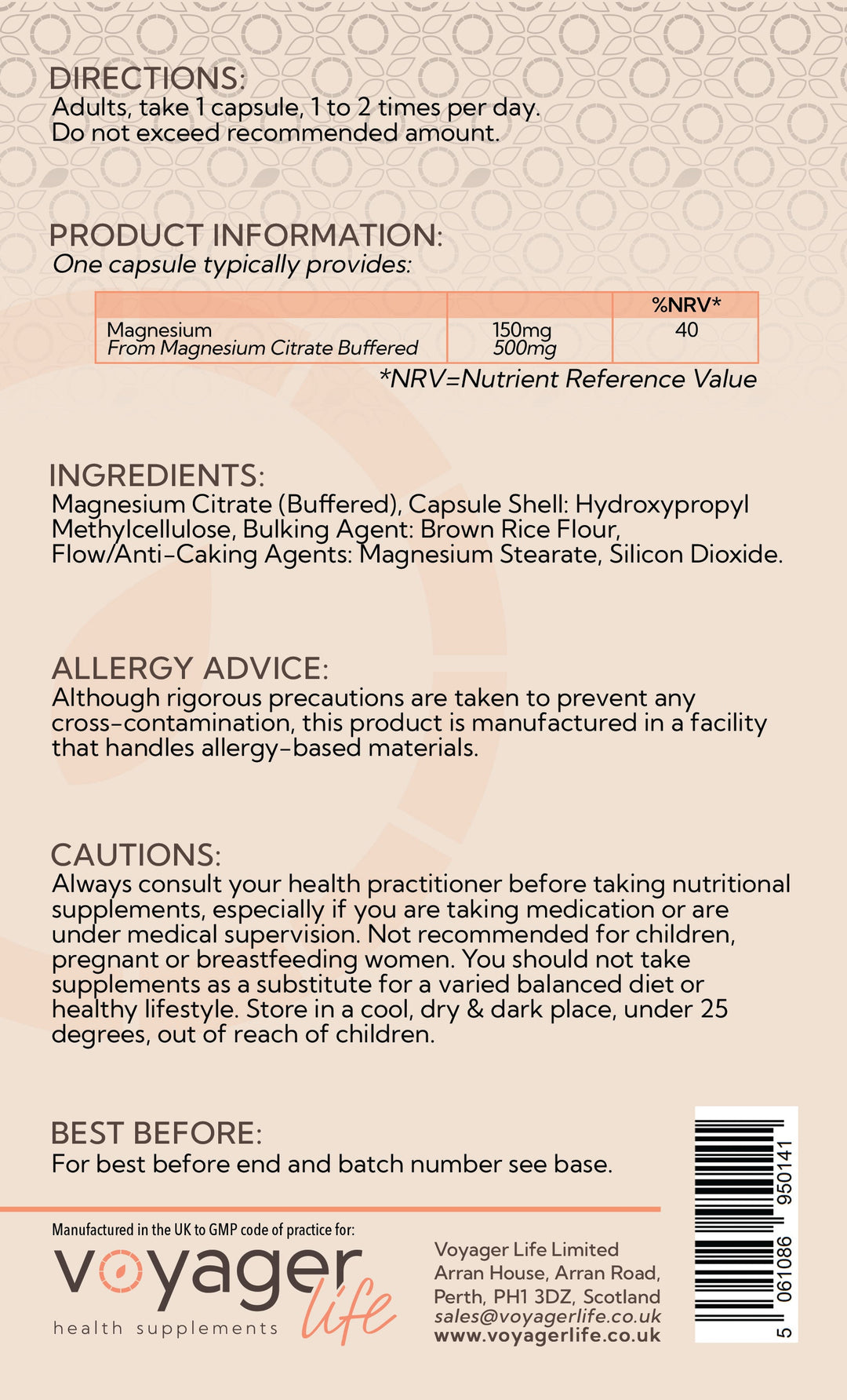 Magnesium Citrate 500mg 120 Capsules