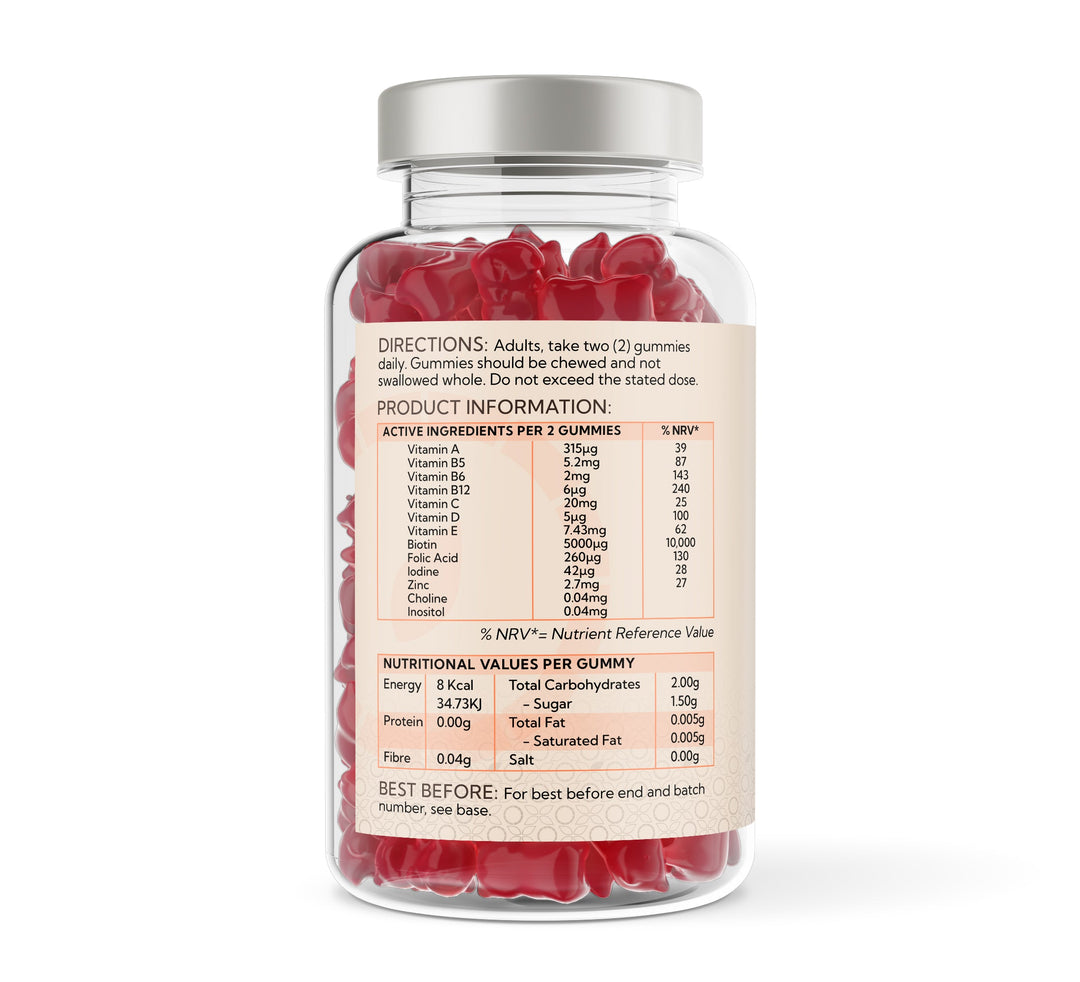 Hair Skin & Nails Complex - 150 Natural Raspberry Flavour Gummies