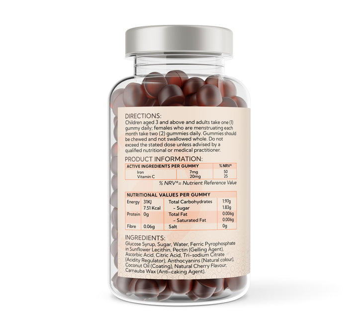 Iron & Vitamin C - Natural Cherry Flavour Gummies