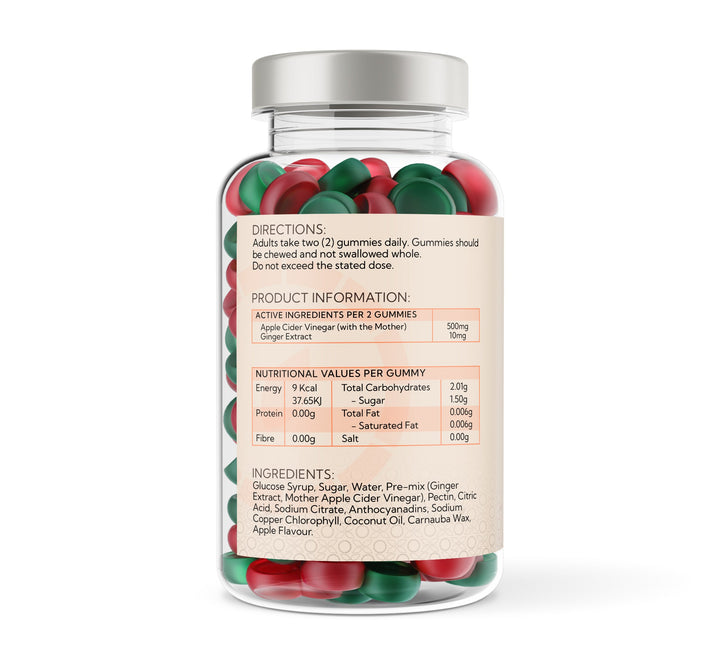 Apple Cider Vinegar & Ginger - 60 Natural Apple Flavour Gummies.