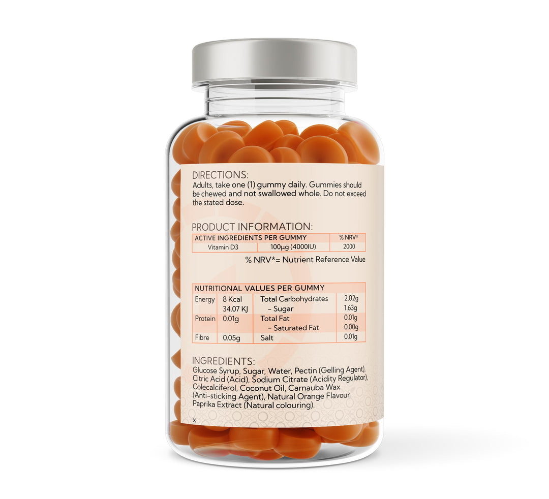 Vitamin D3 4000iu - 60 Natural Orange Flavour Gummies
