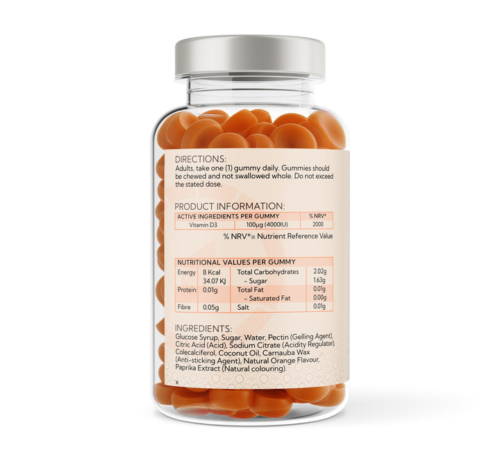 Vitamin D3 4000iu - 60 Natural Orange Flavour Gummies