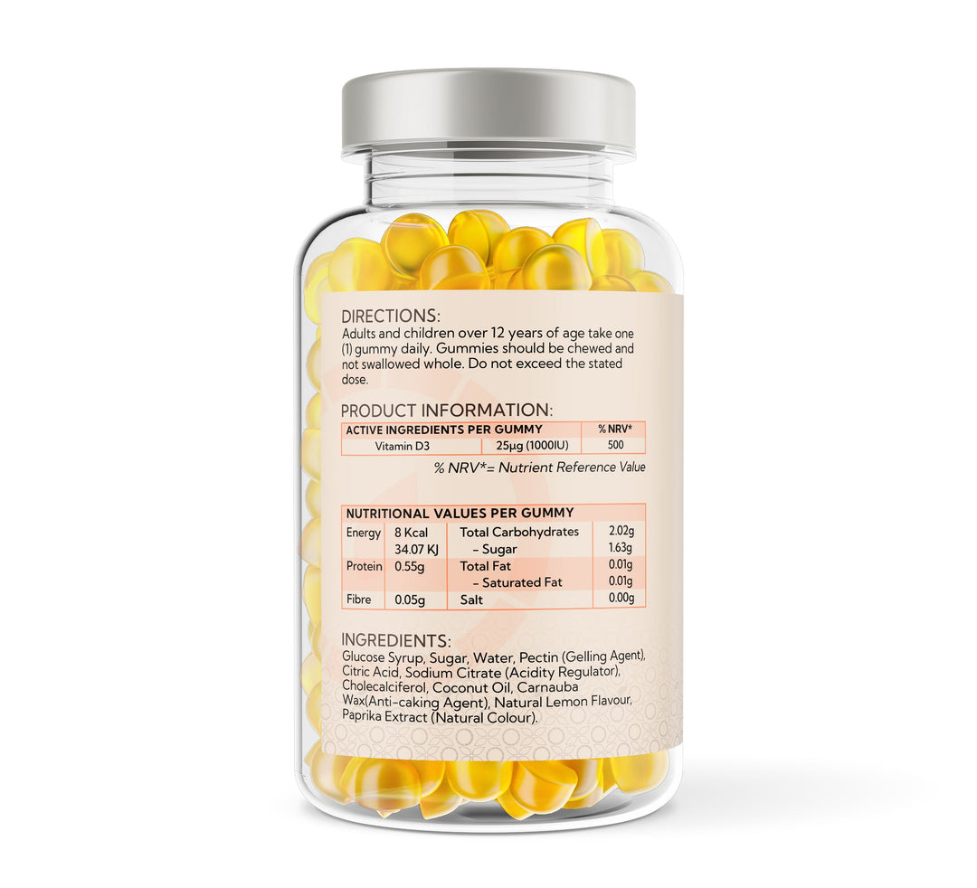 Vitamin D3 1,000iu 150 Lemon Flavour Gummies