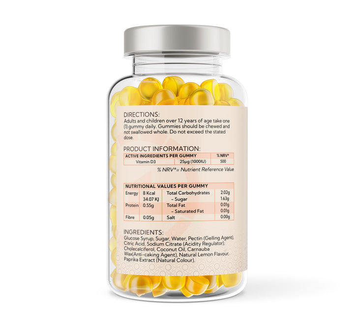 Vitamin D3 1,000iu 150 Lemon Flavour Gummies