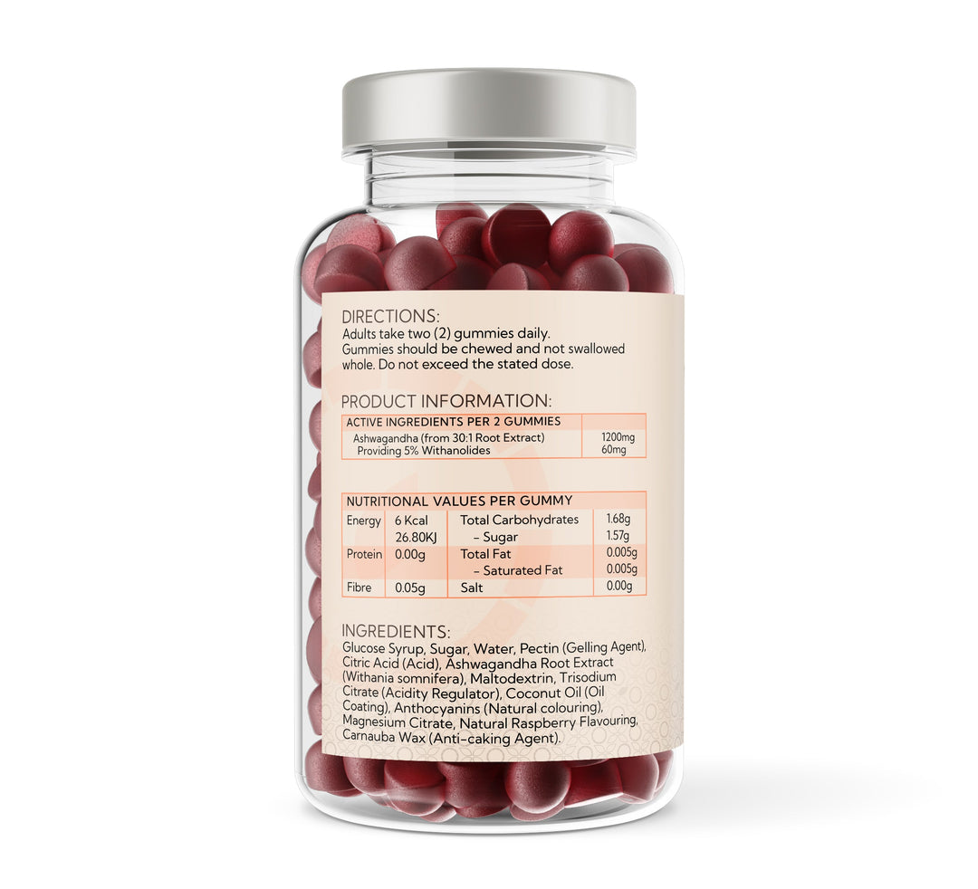 Ashwagandha 600mg - 150 Natural Raspberry Flavour Gummies