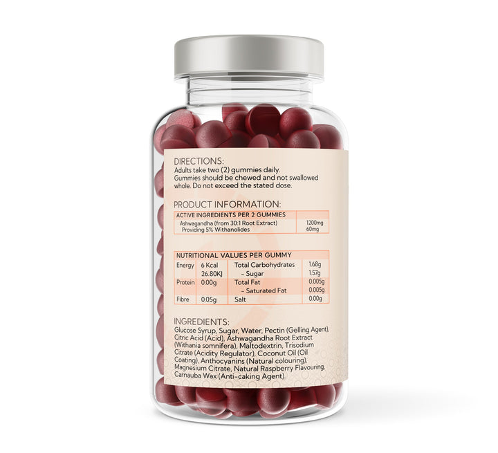 Ashwagandha 600mg - 150 Natural Raspberry Flavour Gummies