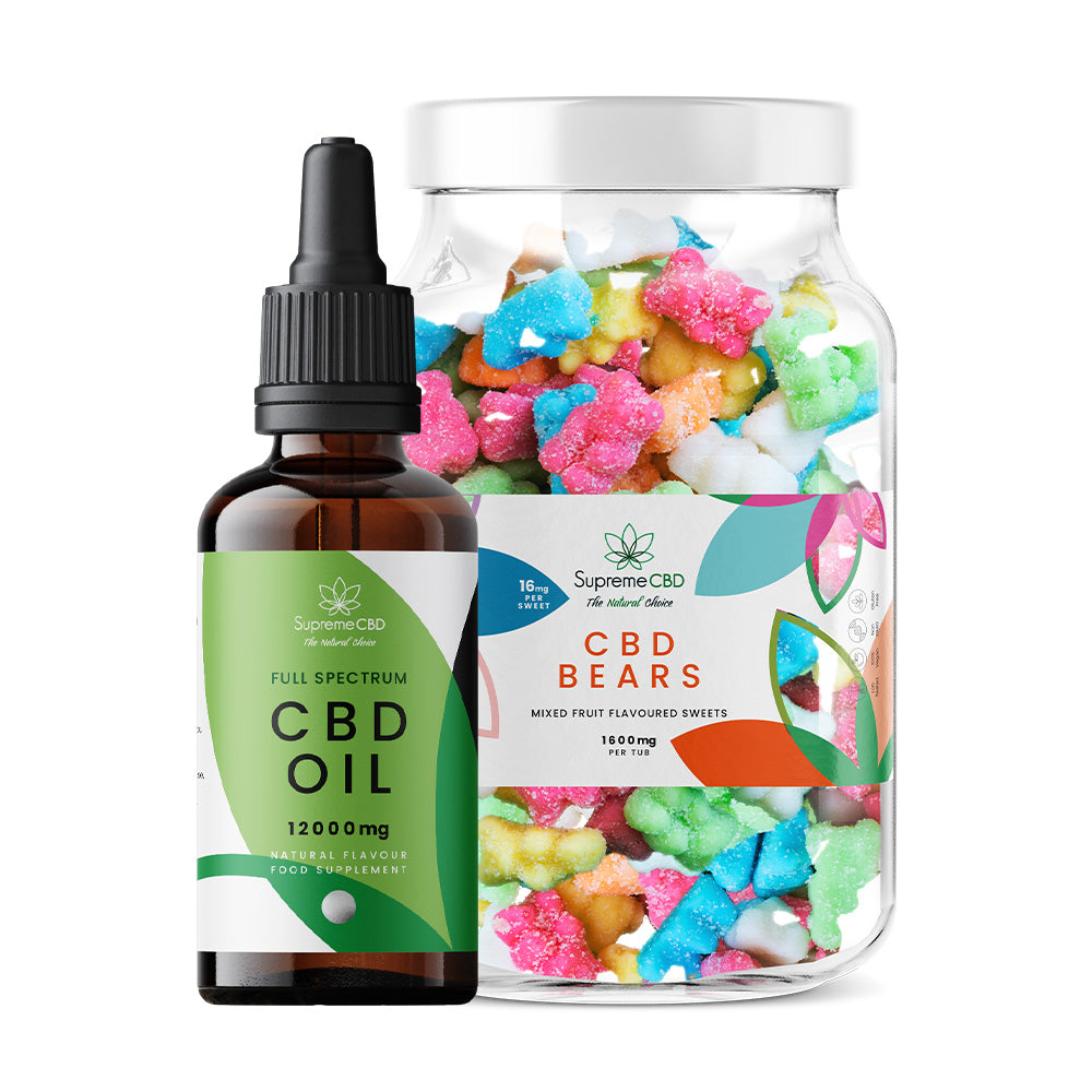 Supreme CBD - CBD Oil 100ml (12000mg) & Large CBD Gummies Bundle