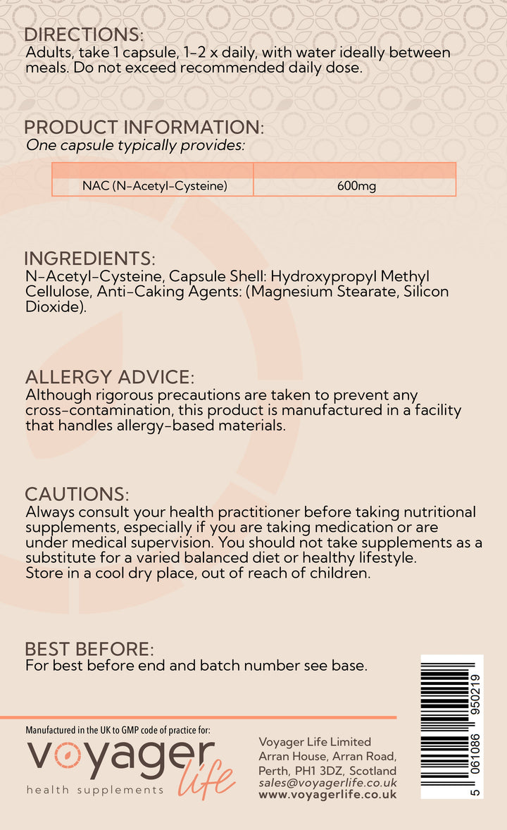 NAC N Acetyl Cysteine 600mg 120 Capsules