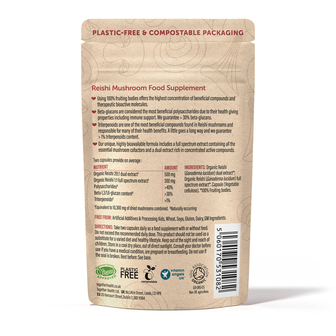 The Positive Company -Reishi Mushroom 10,300mg - High Strength – 60 Capsules