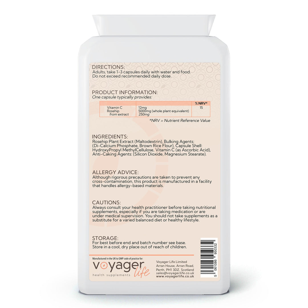 Rosehip Extract 5000mg & Vitamin C 120 Capsules