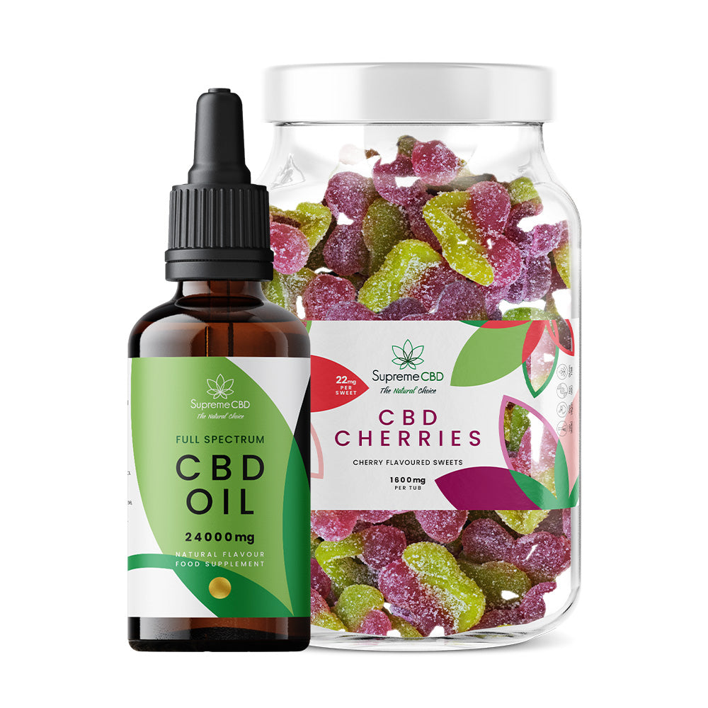 Supreme CBD - CBD Oil 100ml (24000mg) & Large CBD Gummies Bundle