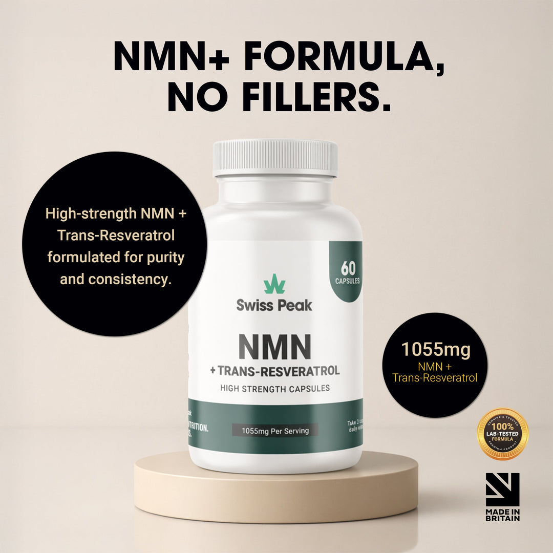 Swiss Peak Nicotinamide Capsules with Trans-Resveratrol Vitamin B3 Supplement for Cellular Energy & Metabolism Support