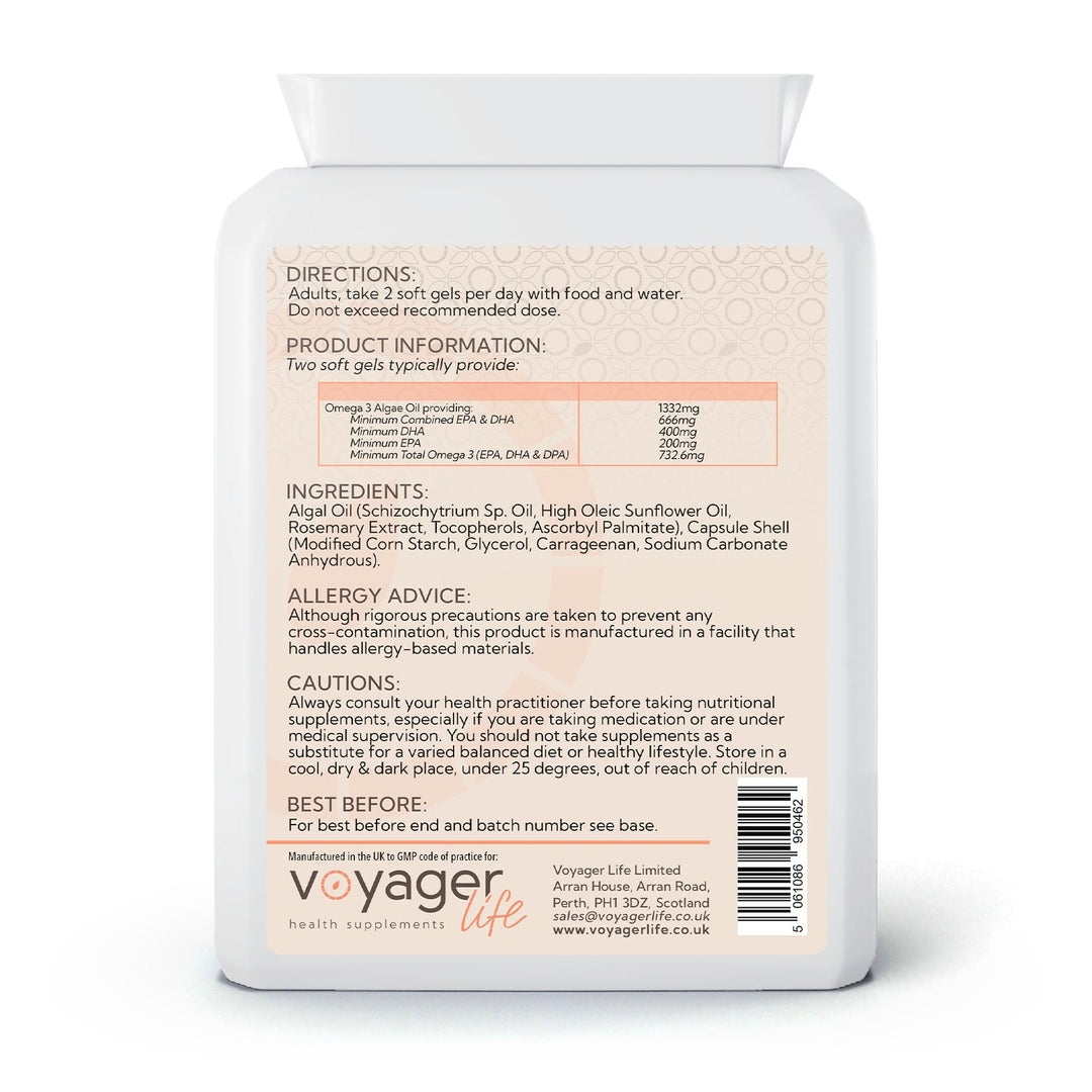 Vegan Omega 3 Algal Oil 90 Softgels