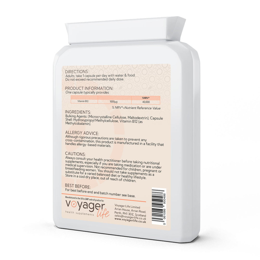 Vitamin B12 Methylcobalamin 1mg 120 Capsules