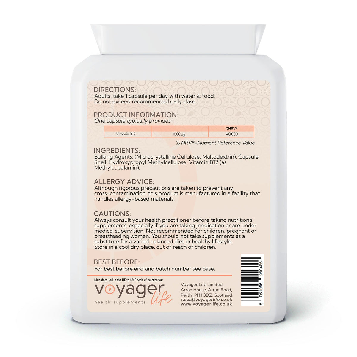 Vitamin B12 Methylcobalamin 1mg 120 Capsules