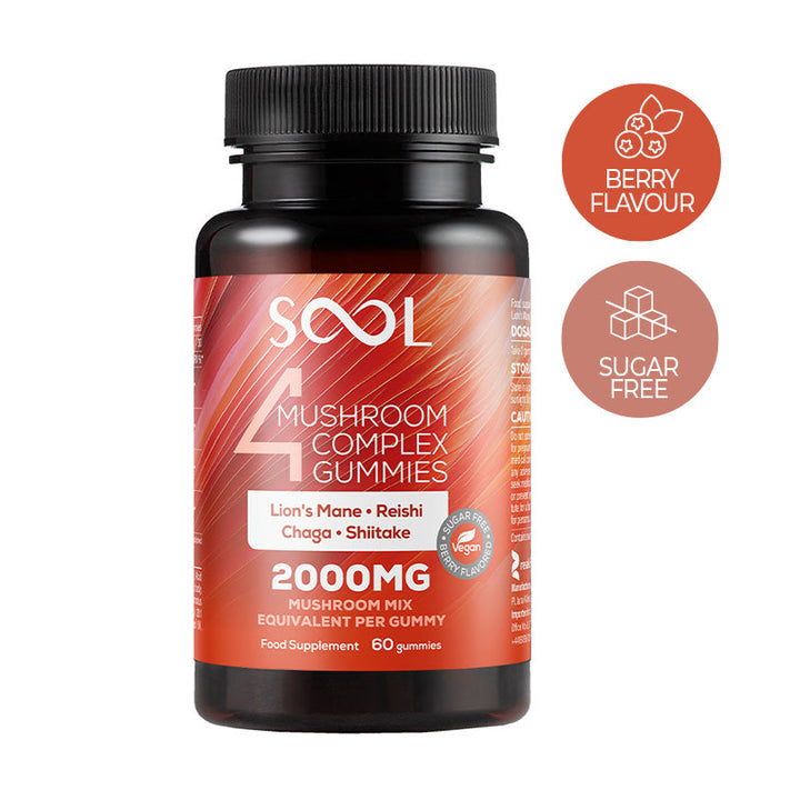 Sool 4 Mushroom Gummies 60pcs - Berry Flavour - Lion's Mane, Chaga, Reishi, Shiitake