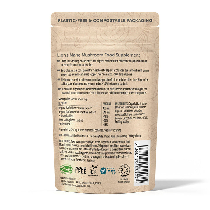 The Positive Company - Lion’s Mane Mushroom 9740 mg — High Strength | 60 Capsules