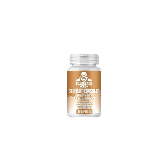 Silverback CBD 600mg Seamoss & Turkey Tail Infused Shilajit Capsules - 60 Caps