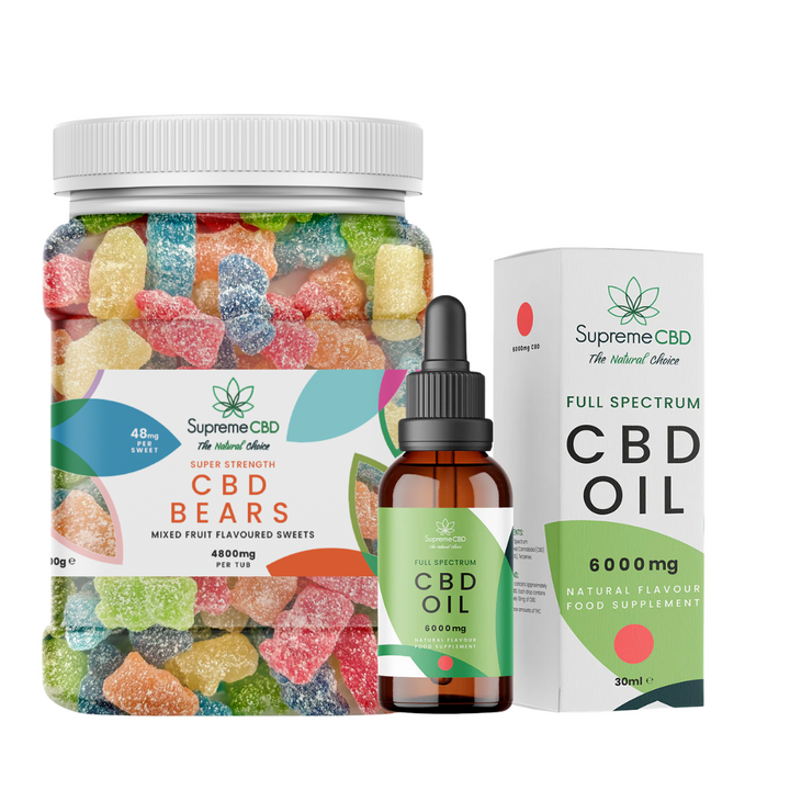 Supreme CBD - EXCLUSIVE: Super Strength CBD Bundle: 6000mg CBD Oil with FREE 4800mg Gummies