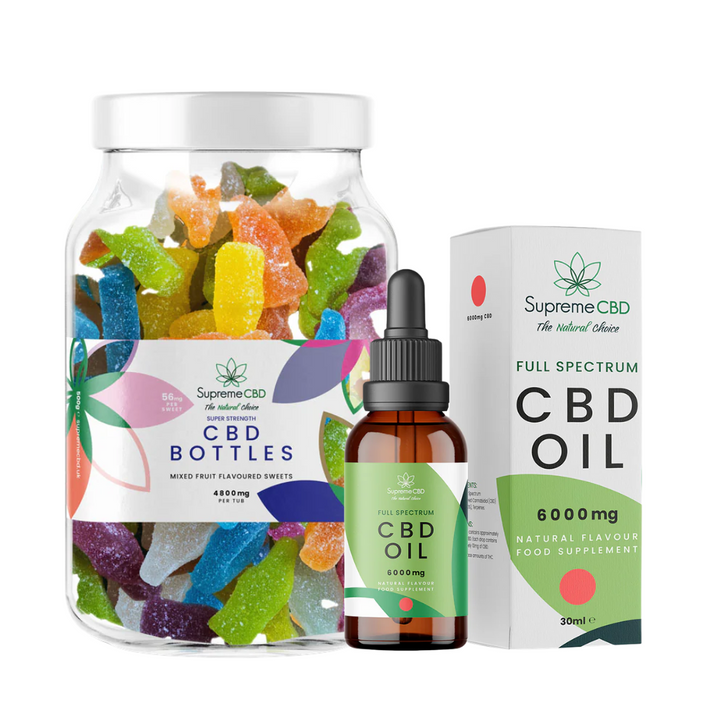 Supreme CBD - EXCLUSIVE: Super Strength CBD Bundle: 6000mg CBD Oil with FREE 4800mg Gummies
