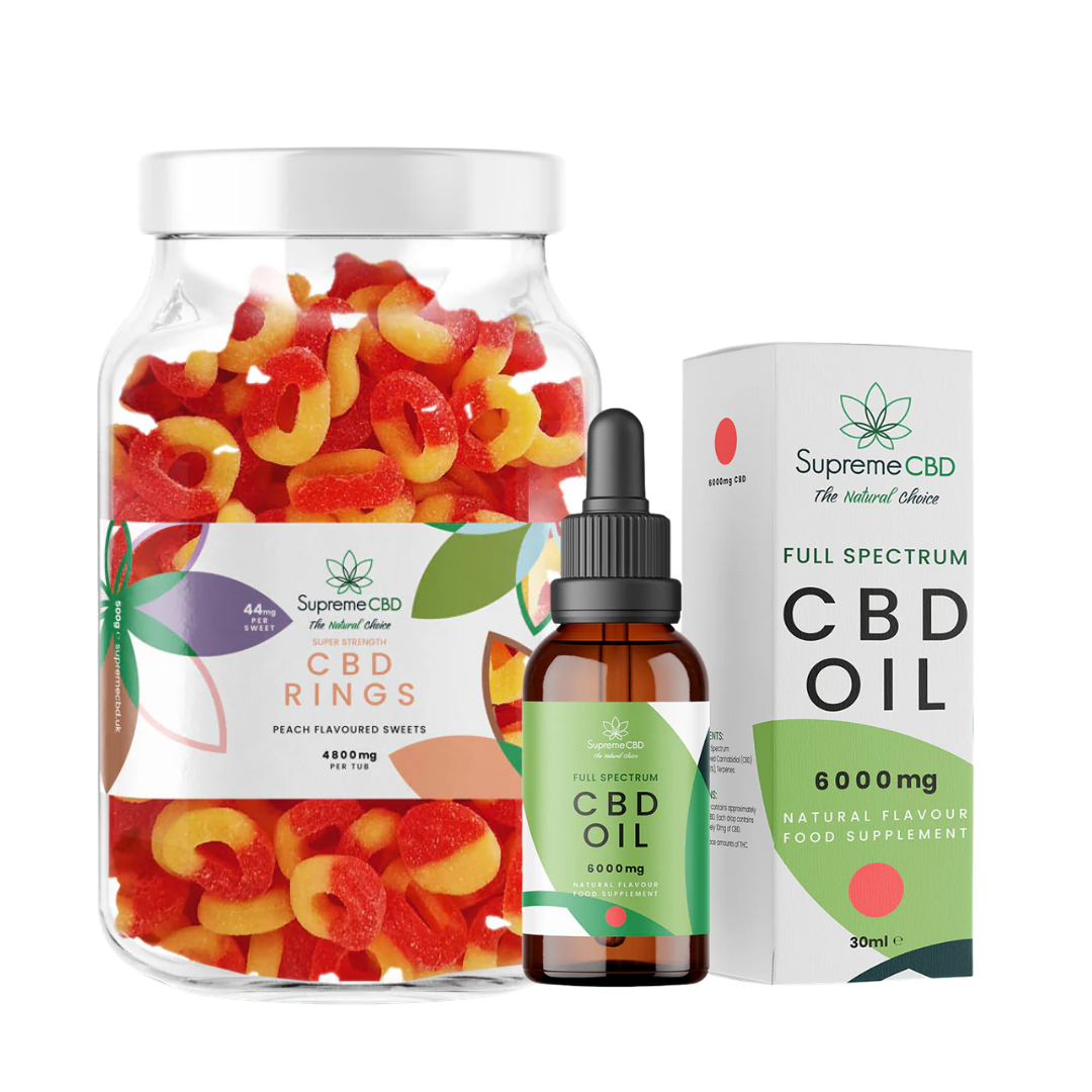 Supreme CBD - EXCLUSIVE: Super Strength CBD Bundle: 6000mg CBD Oil with FREE 4800mg Gummies