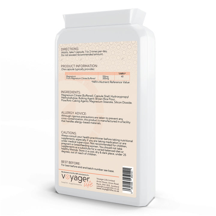 Magnesium Citrate 500mg 120 Capsules