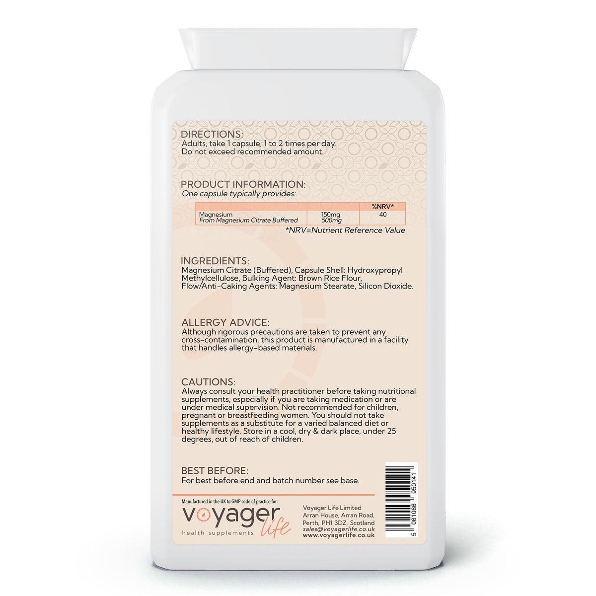 Magnesium Citrate 500mg 120 Capsules