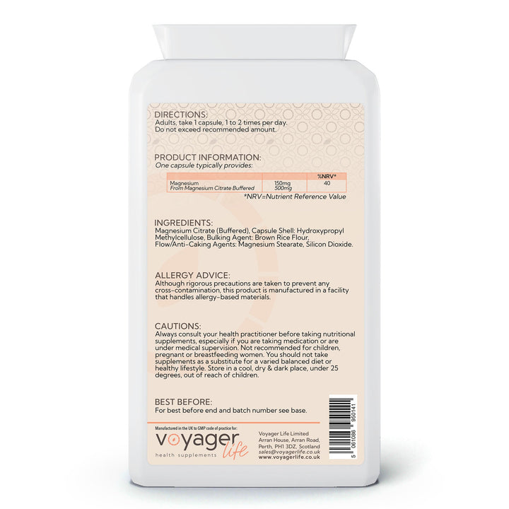 Magnesium Citrate 500mg 120 Capsules