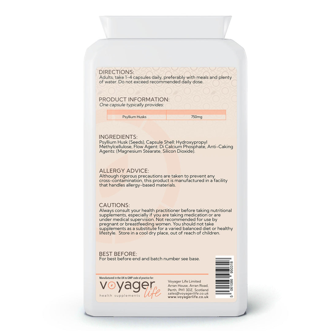 Psyllium Husks 750mg 90 Capsules