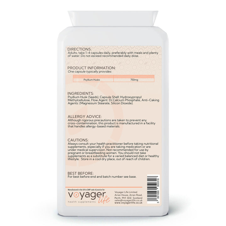 Psyllium Husks 750mg 90 Capsules