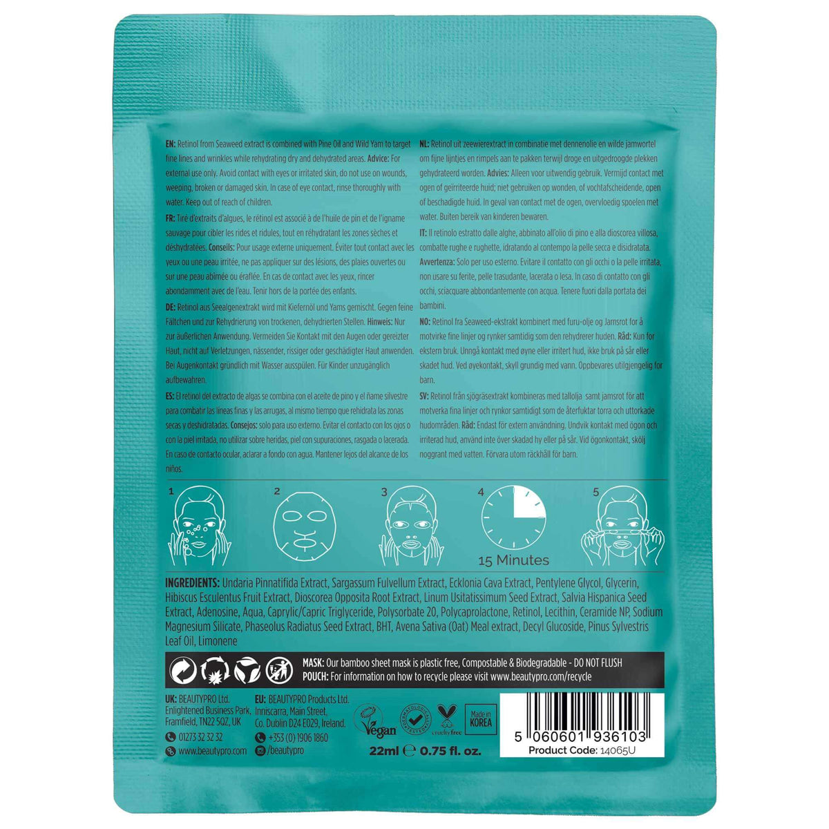 BeautyPro Overnight Retinol Facial Sheet Mask