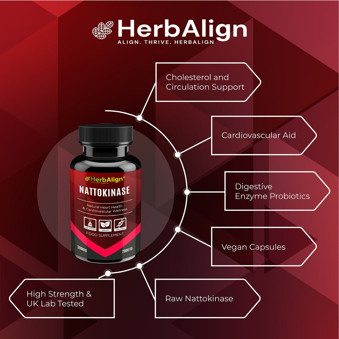 Herbalign Nattokinase Capsules – 500mg with 2000 FU for Heart Health & Circulatory Support