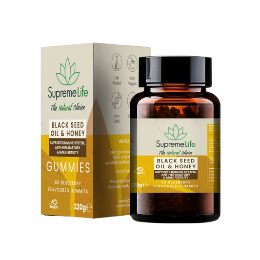 Supreme CBD - Black Seed Oil & Honey Gummies (60x Blueberry Flavour Gummies)