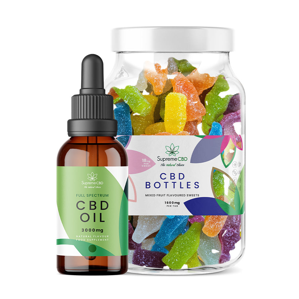 Supreme CBD - CBD Oil 30ml (3000mg) & Large CBD Gummies Bundle
