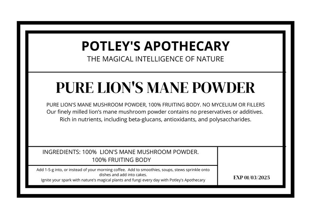 Pure Organic Lions Mane Powder, 100% Fruiting Body