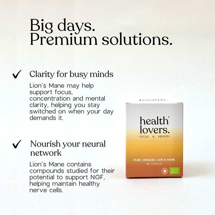 Organic Lion's Mane - Focus, Memory & Clarity - Capsules or Powder