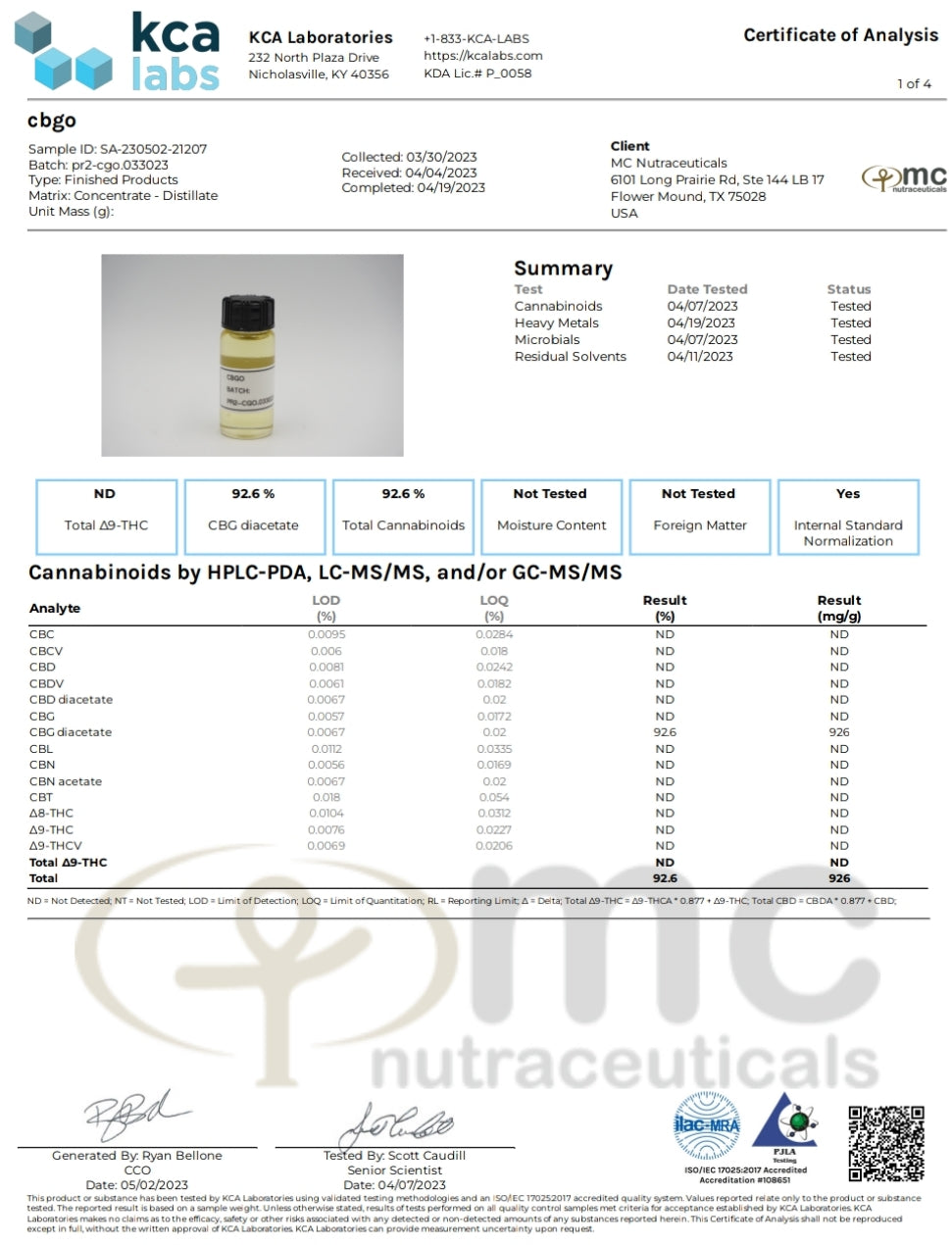 Improved Health CBGo Acetate 92.6% – High-Potency Cannabinoid | 1ml THC-Free Syringe