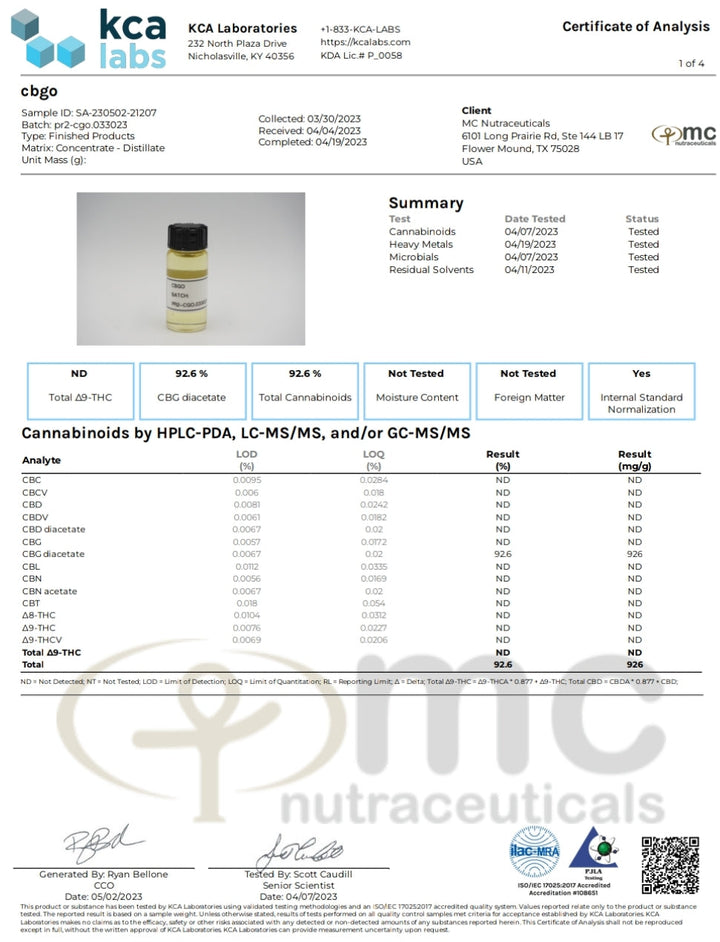 Improved Health CBGo Acetate 92.6% – High-Potency Cannabinoid | 1ml THC-Free Syringe