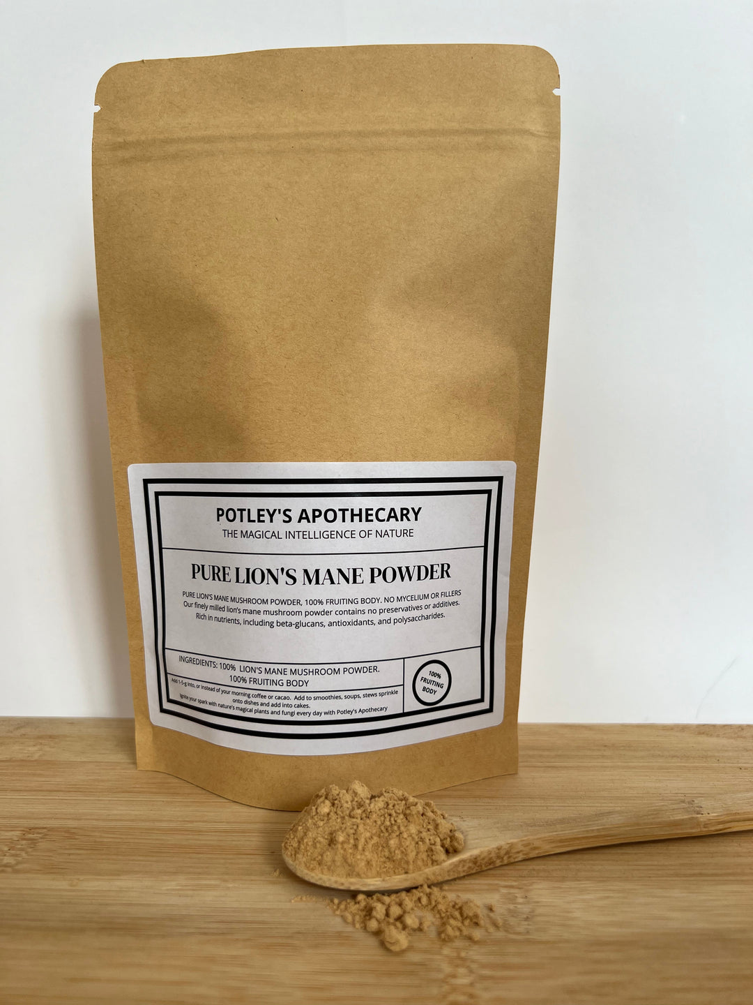 Pure Organic Lions Mane Powder, 100% Fruiting Body
