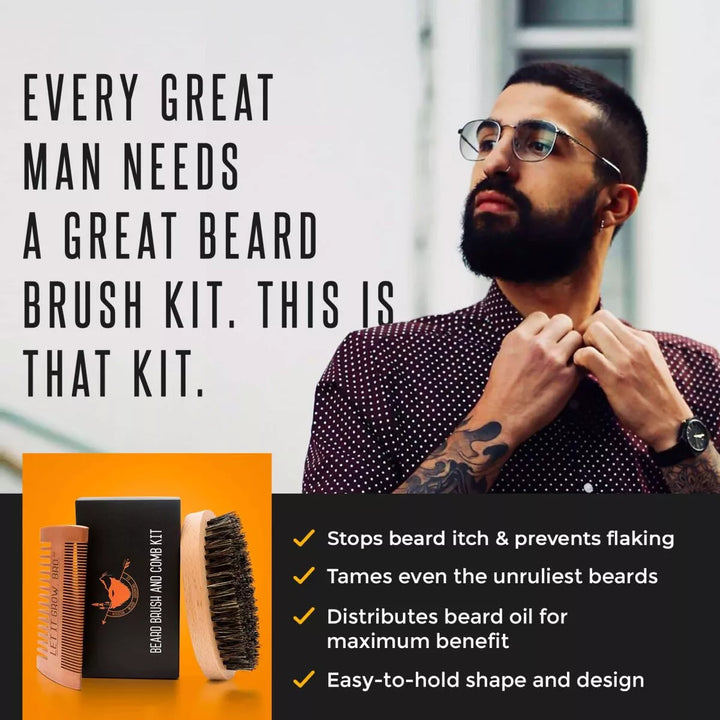 SOFT BRISTLE BEARD BRUSH & COMB KIT