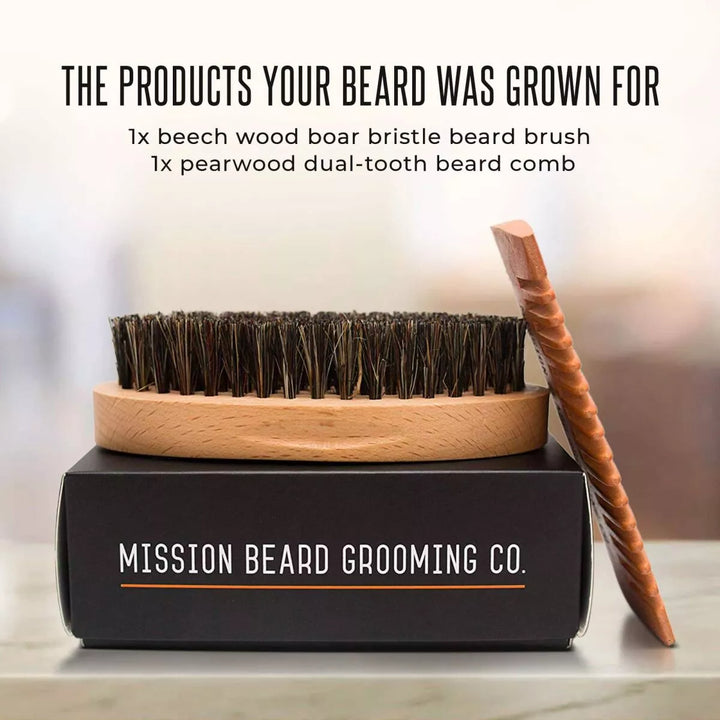 SOFT BRISTLE BEARD BRUSH & COMB KIT