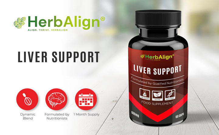 Herbalign Liver Support Capsules – Natural Liver Detox, Antioxidant Protection & Digestive Health with Milk Thistle, Turmeric & Artichoke Extract