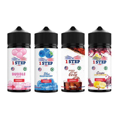 1 Step CBD 500mg CBD E-liquid 120ml (BUY 1 GET 1 FREE) - Flavour: Bubblegum