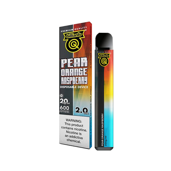 EXPIRED:: 20mg Billiards Q Tricks Shot Disposable Vape Device 600 Puffs - Flavour: Pear Orange Raspberry