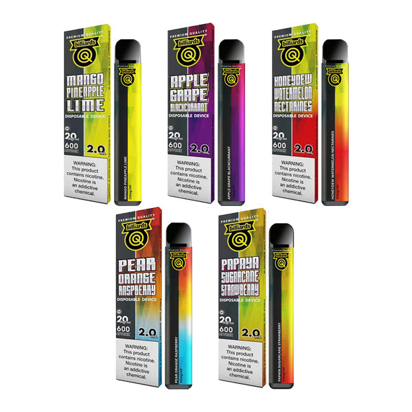 EXPIRED:: 20mg Billiards Q Tricks Shot Disposable Vape Device 600 Puffs - Flavour: Mango Pineapple Lime