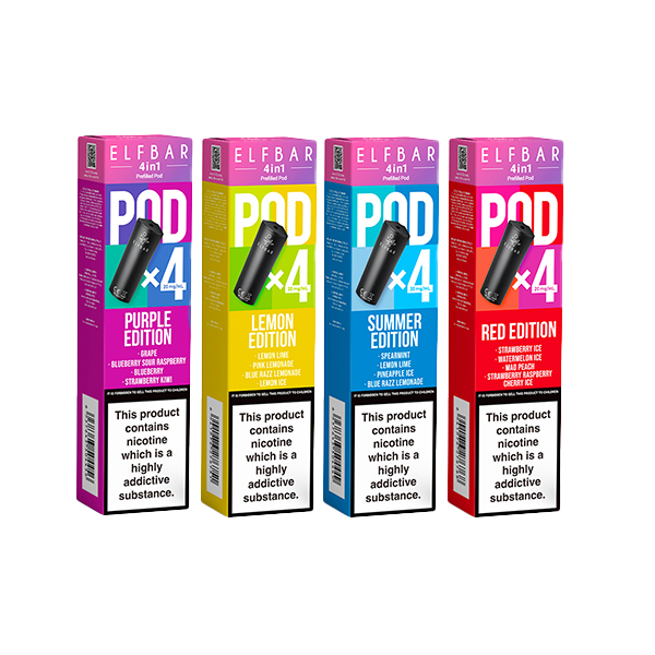 20mg Elf Bar 4 in 1 Multi Edition Prefilled Pods 2ml - 4Pcs (BUY 1 GET 1 FREE) - Flavour: Blueberry Edition