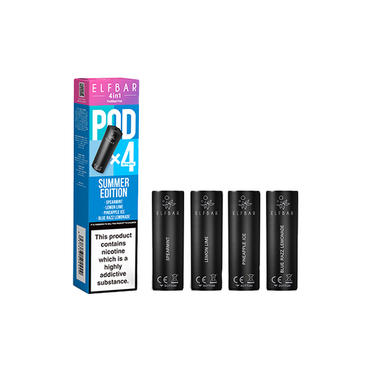 20mg Elf Bar 4 in 1 Multi Edition Prefilled Pods 2ml - 4Pcs (BUY 1 GET 1 FREE) - Flavour: Summer Edition